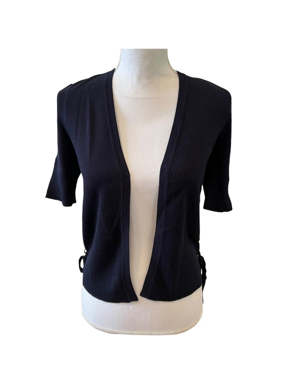 Carmen Marc Valvo Summer Cardigan Sweater Navy Blue S
